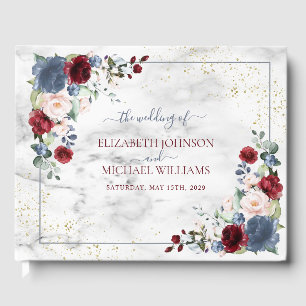 Livre D'or Dusty Blue Bourgogne Blush Gold FlorMariage