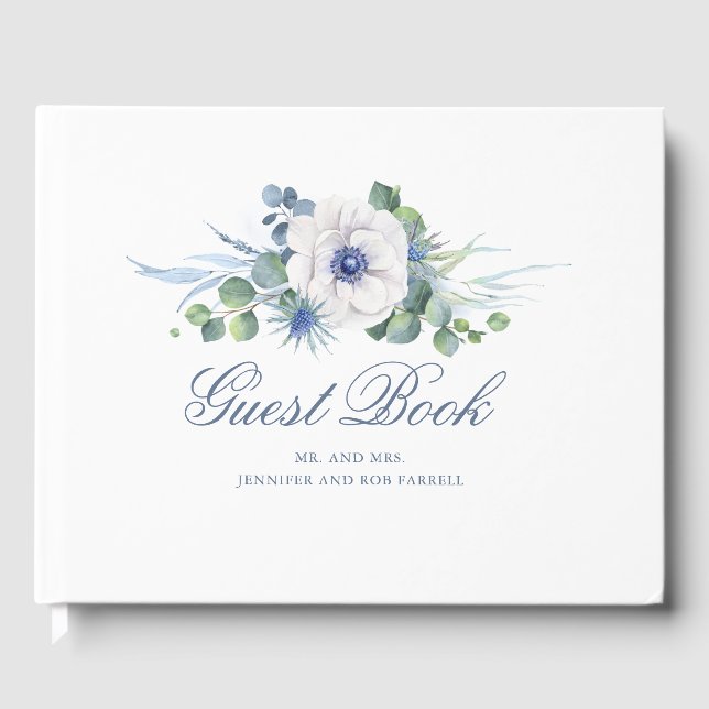 Livre D'or Dusty Blue Floral Mariage (Recto)