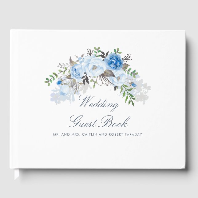 Livre D'or Dusty Blue Floral Mariage (Recto)