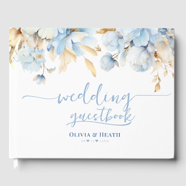 Livre D'or Dusty Blue Floral Mariage or (Recto)