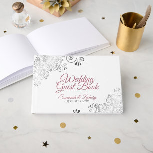 Livre D'or Dusty Rose Frilly Filigree Elégant Mariage blanc