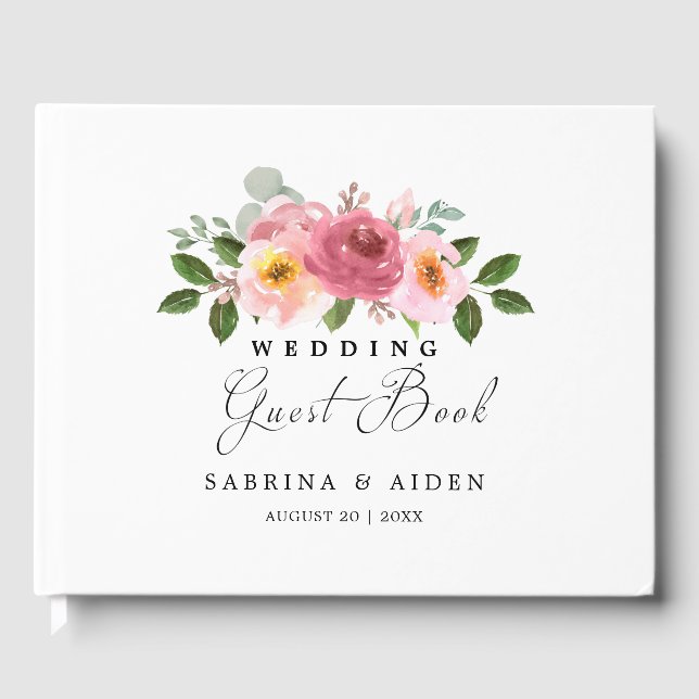 Livre D'or Dusty Rose | Mariage floral rose pâle (Recto)