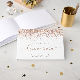Livre D'or Dusty Rose Parties scintillant Quinceanera