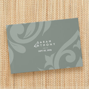 Livre D'or Earthy Green Photo Damask Elegant Classic Mariage