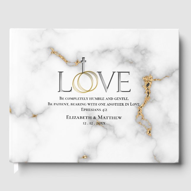 Livre D'or Écriture d'amour Verse Ephésiens 4:2 Mariage (Recto)