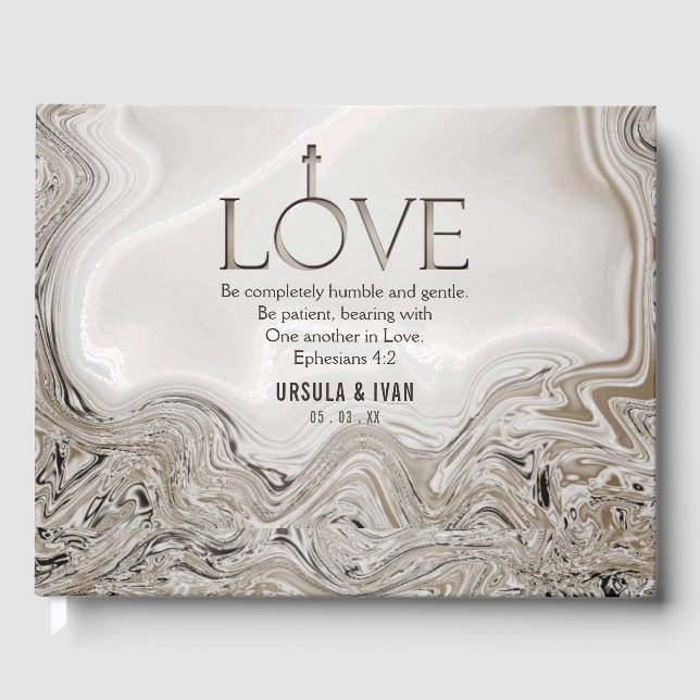 Livre D'or Écriture d'amour Verse Ephésiens 4:2 Mariage (Recto)
