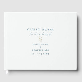 Livre D'or Écriture Élégante Moderne Fleur de Marguerite Aqua