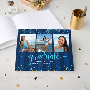 Livre D'or Écriture turquoise sur collage photo de graduation