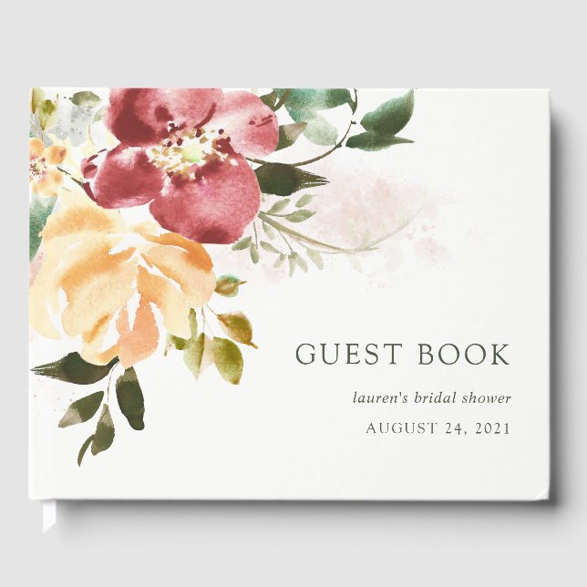 Livre D'or Élégance rustique | Aquarelle florale (Recto)