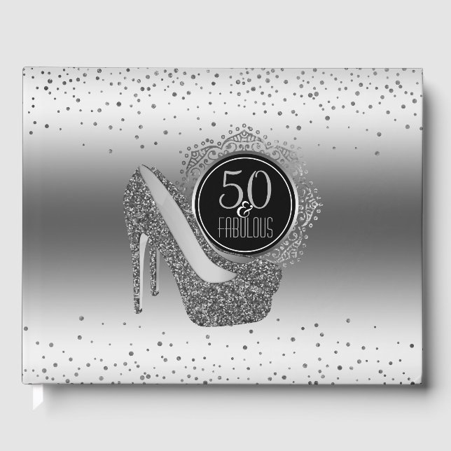 Livre D'or Elégant 50e anniversaire 50 & Fabulous Black Silve (Recto)