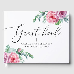 Livre D'or Élégant aquarelle rose boho mariage