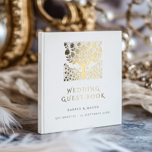 Livre D'or Élégant Arbre d'or de l'amour Mariage