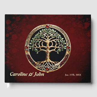 Livre D'or Élégant arbre noble de vie avec noeud celtique.