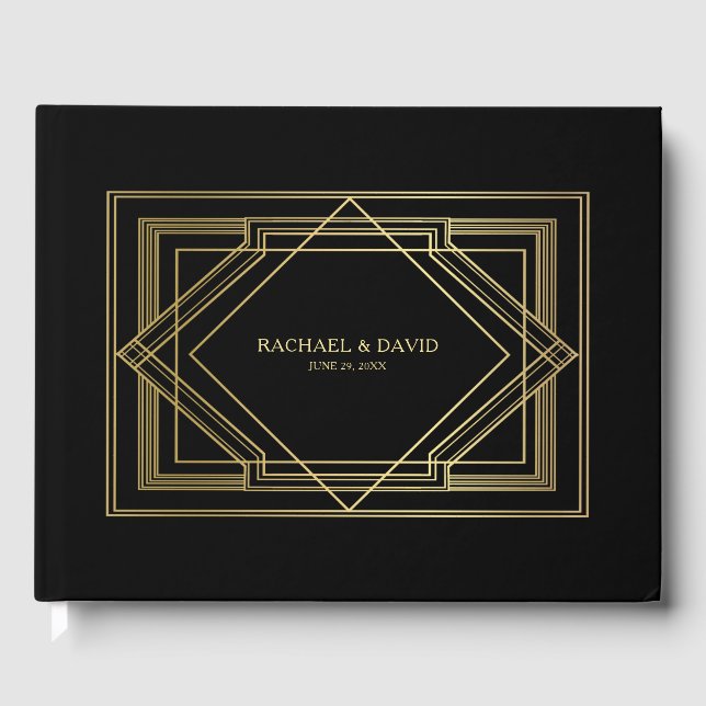 Livre D'or Élégant Art Déco Gatsby Style Mariage (Recto)