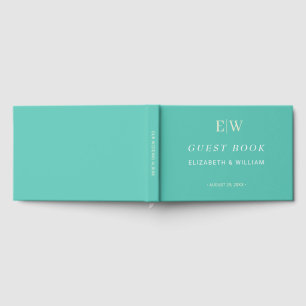 Livre D'or Élégant Awe aquatique simple avec Mariage Monogram