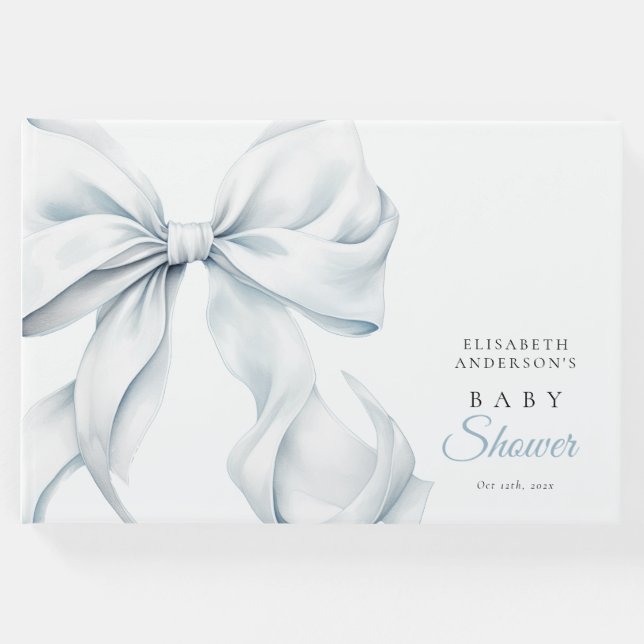 Livre D'or Élégant Baby shower bleu boue (Devant)