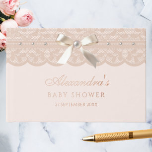 Livre D'or Elégant Baby shower en dentelle de cabot rose perl