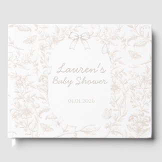 Livre D'or Elégant Baby shower naturel de Toile Neutre