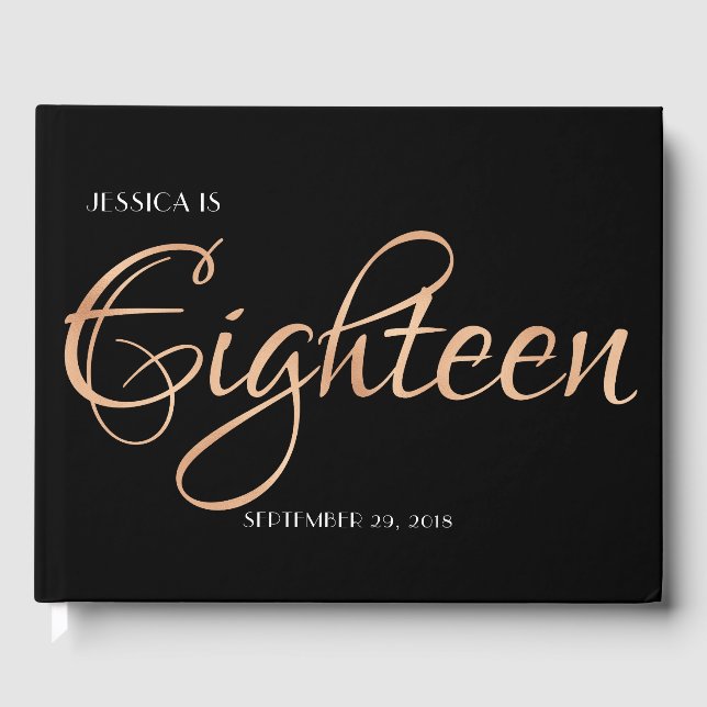 Livre D'or Elégant Black and Gold 18e anniversaire (Recto)
