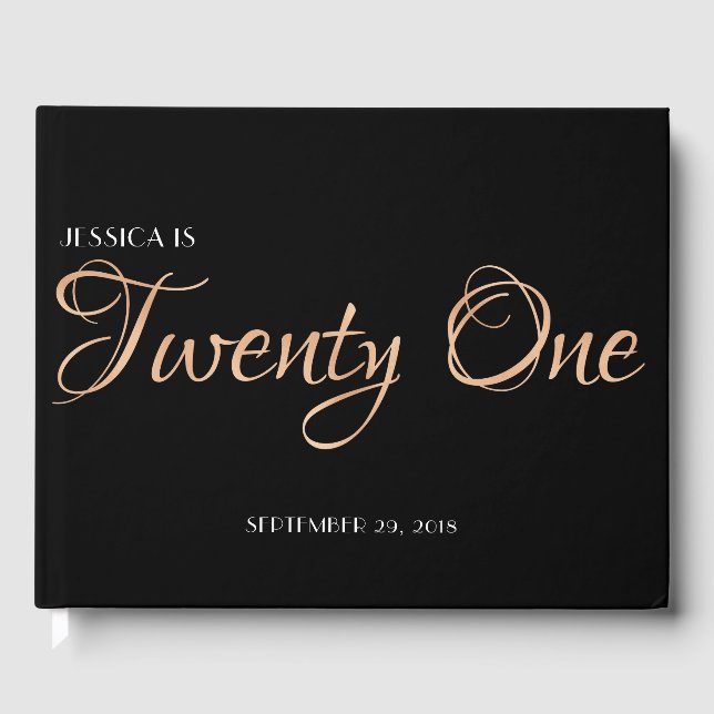 Livre D'or Elégant Black and Gold 21e anniversaire (Recto)