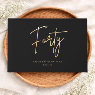 Livre D'or Elegant Black & Gold 40th Birthday Party