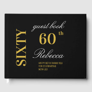 Livre D'or Elégant Black & Gold personnalisé 60e anniversaire