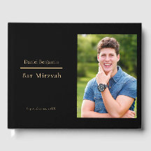 Elégant Black Gold Photo Bar Mitzvah