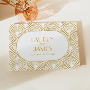Livre D'or Elégant Blanc Or Géométrique Mariage Art Déco
