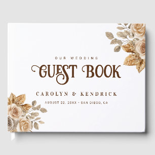 Livre D'or Elégant Boho Neutral Flore Accents Mariage