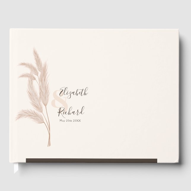 Livre D'or Elégant Boho Pampas Grass Mariage moderne (Recto)