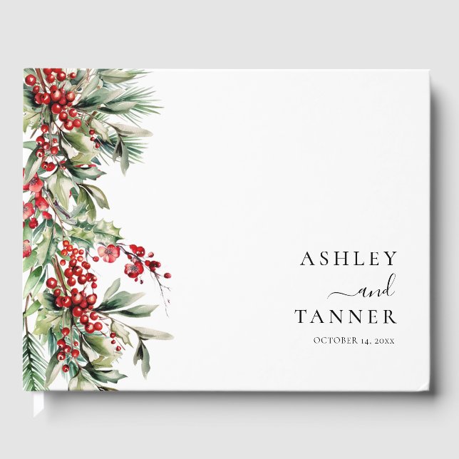 Livre D'or Elegant Botanical Winter Christmas Wedding (Recto)