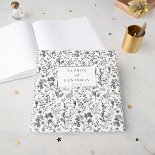 Livre D'or Élégant Botanique Noir