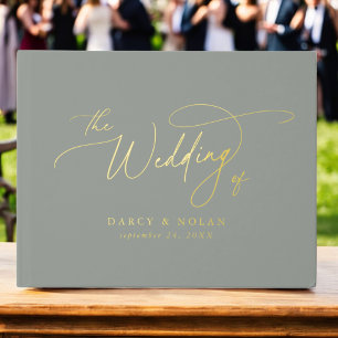 Livre D'or Élégant Charm Sage Green Gold Mariage