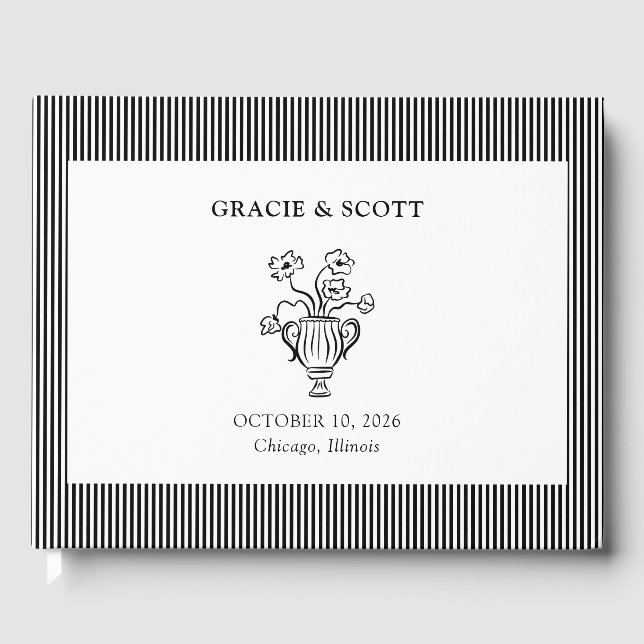 Livre D'or Élégant chic classique noir et blanc Mariage (Recto)