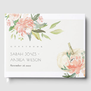 Livre D'or Élégant Citrouille blanc doux Mariage floral
