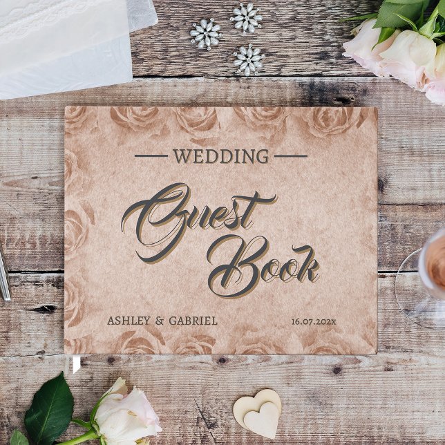 Livre D'or Elegant Classic Floral Rustic Wedding Guest Book 3 (Créateur téléchargé)