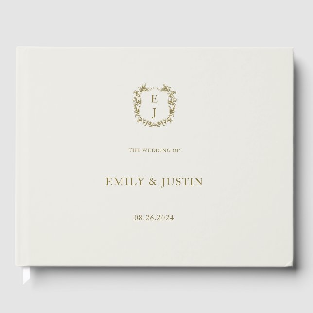 Livre D'or Élégant Classic Golden Crest Mariage (Recto)