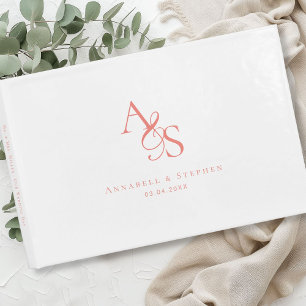 Livre D'or Élégant, Classique, Monogramme, Blanc, Mariage