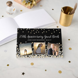 Livre D'or Elégant Collage Photo Gold Silver 25e anniversaire