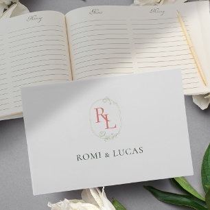 Livre D'or Élégant corail blanc vert rose Mariage