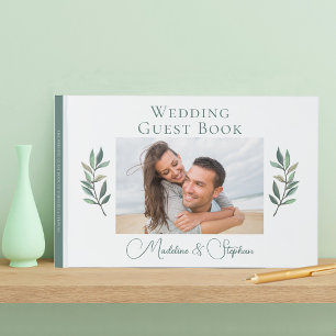 Livre D'or Élégant Couple Photo Vert Mariage botanique
