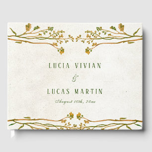 Livre D'or Elégant crème ocre neutre vert Mariage rustique