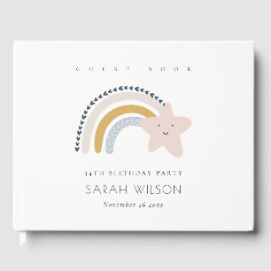 LIVRE D'OR ÉLÉGANT CUTE BLUE BLUSH RAINBOW STAR ANNIVERSAIRE 