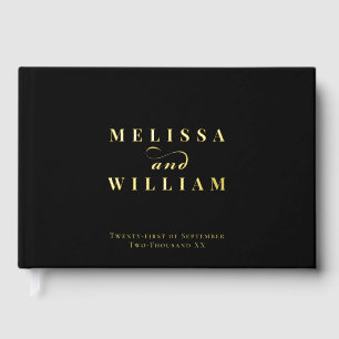 Livre D'or Elégant Designer Gold Foil moderne Noir mariage
