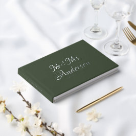 Livre D'or Élégant et moderne Script Mariage vert