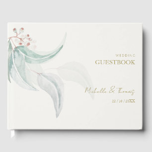 Livre D'or Elégant Eucalyptus Boho Chic Golden Script