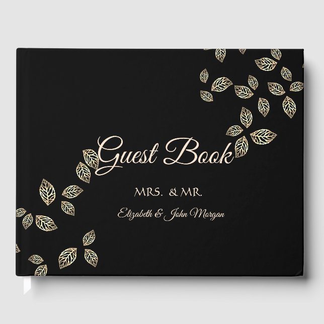 Livre D'or Élégant Feuille chic or Mariage (Recto)