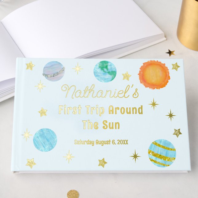 Livre D'or Elegant First Trip Around The Sun Boy's Birthday (Créateur téléchargé)