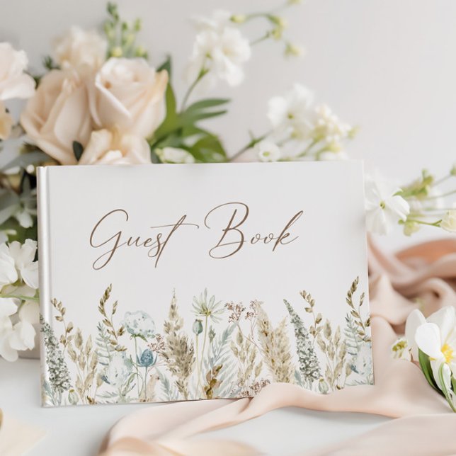 Livre D'or Elégant Fleur sauvage aquarelle Mariage rustique (Elegant Wildflower Watercolor Rustic Wedding Guest Book)