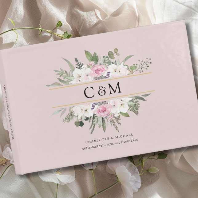 Livre D'or Élégant floral boho  (Personalized Elegant Boho Floral Guest Book with your name and date.)